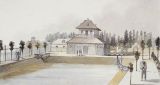 Dlouhý rybník s alejí a pavilonem 1802